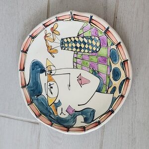 Art Pottery Platter by Regan Original Art Hand Painted Plates Abstract P…